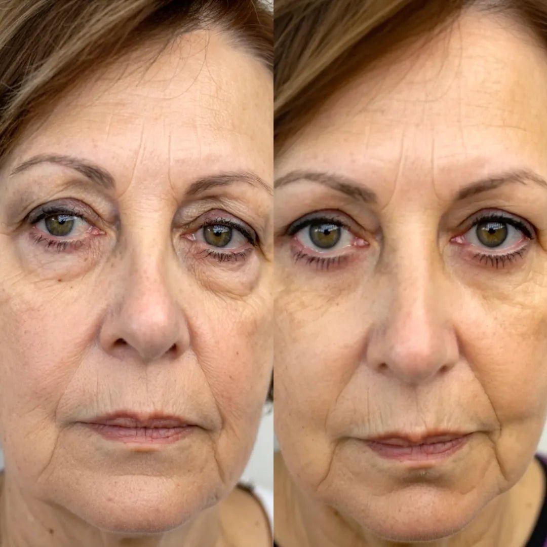 Antes y después del tratamiento con los lentes de luz roja